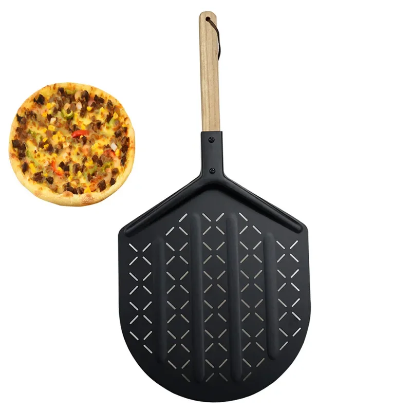 12 Inch Aluminum Pizza Peel Sandblasted Non Stick Pizza Shovel Baking Transfer Spatula for Oven BBQ Kitchen Tool 128