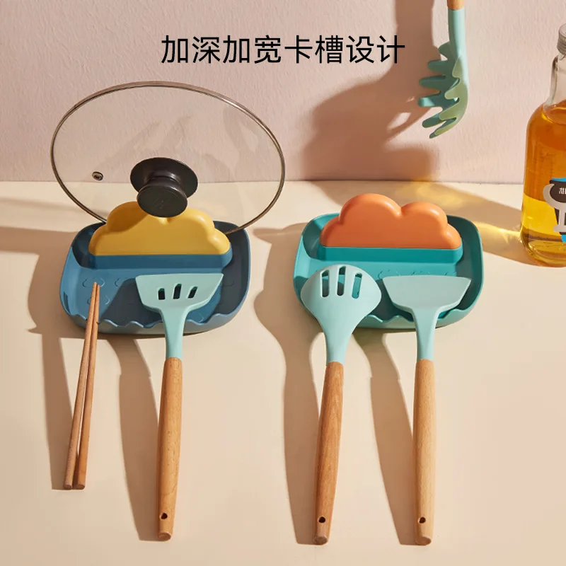 Cartoon Stove Catch Pot Rack Kitchen Tabletop Greaseproof Plate Put Pot Lid Cutting Board Storage Rack Spatula Soup Spoon Shelf