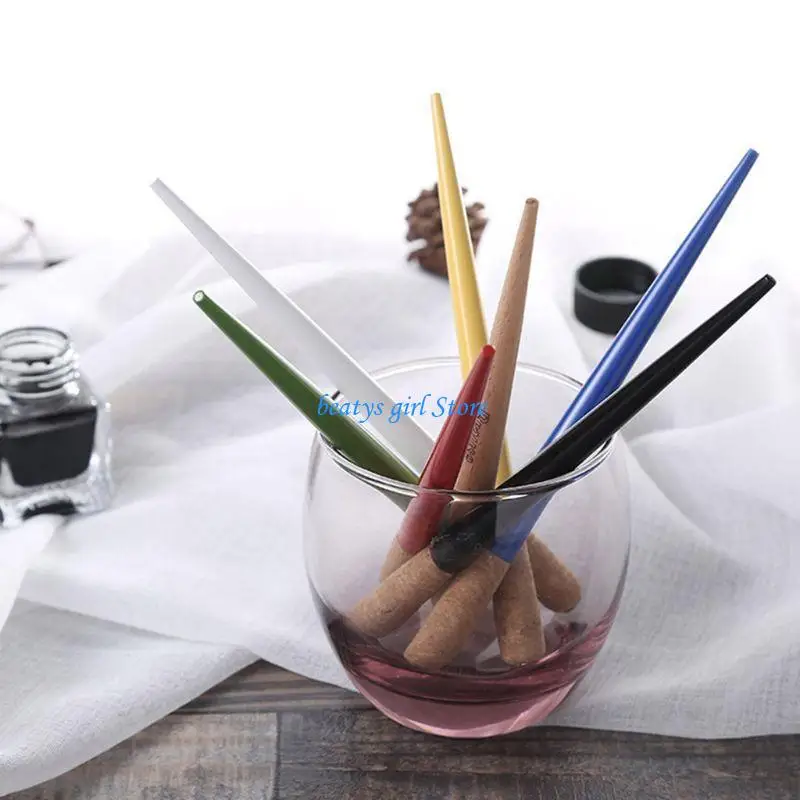 

C7AB Artistic Dip Pen Wooden Pole for English Letter Oblique Writing Gift