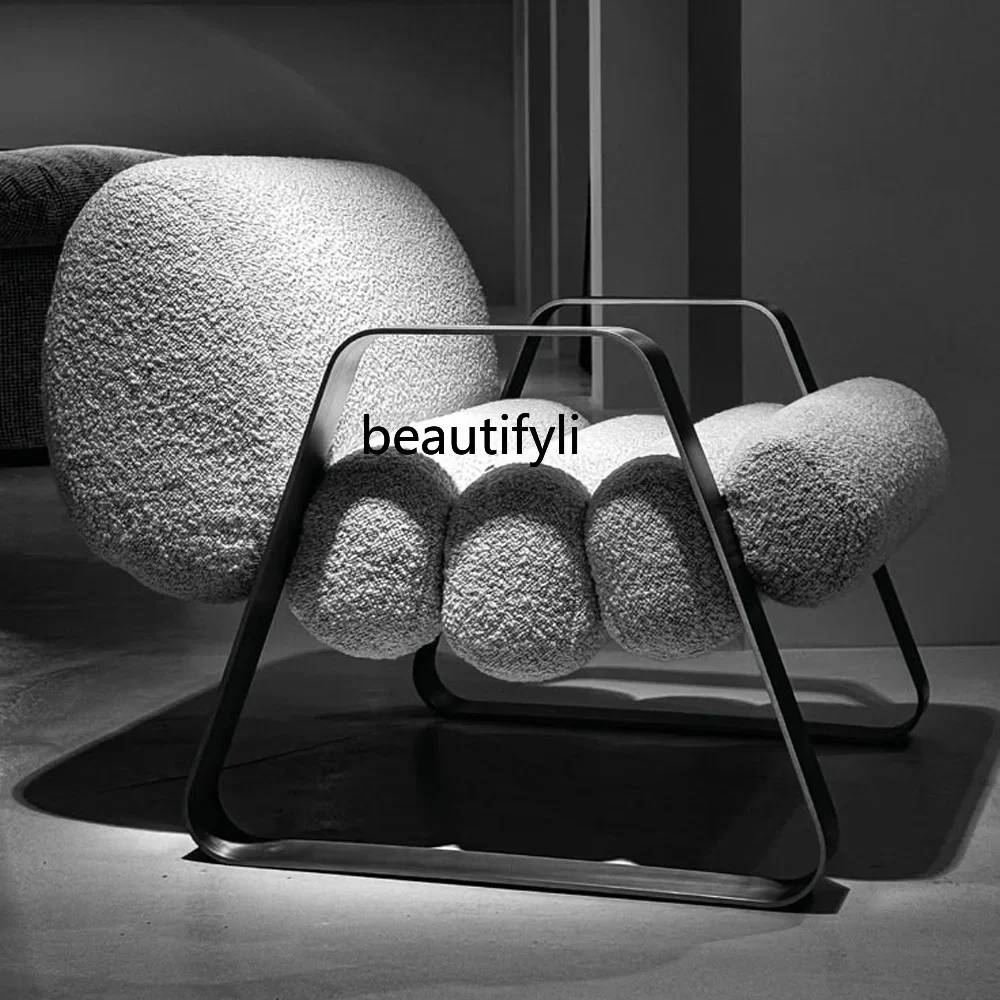 

02 Designer single sofa chair Italian light luxury living room villa leisure chair retro lobby reception armchair