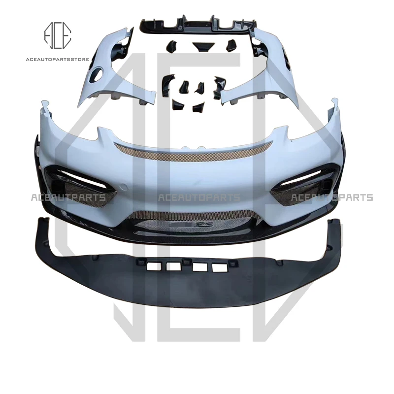 

Full Body Kit For Porsche Cayman Boxster 718 GT4RS Style Carbon Fiber Front Bumper Rear Diffuser Side Fender