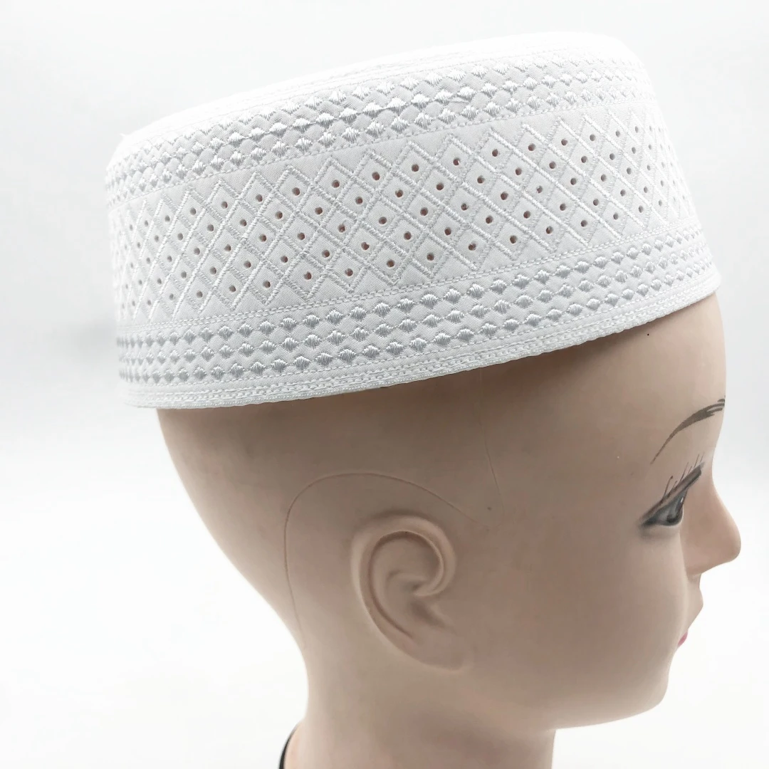 Muslim Caps For Men Clothing Tax Products Turkey Free Shipping Prayer Mesh Jewish Hat Kippa Islamic Kufi Topi White 03274