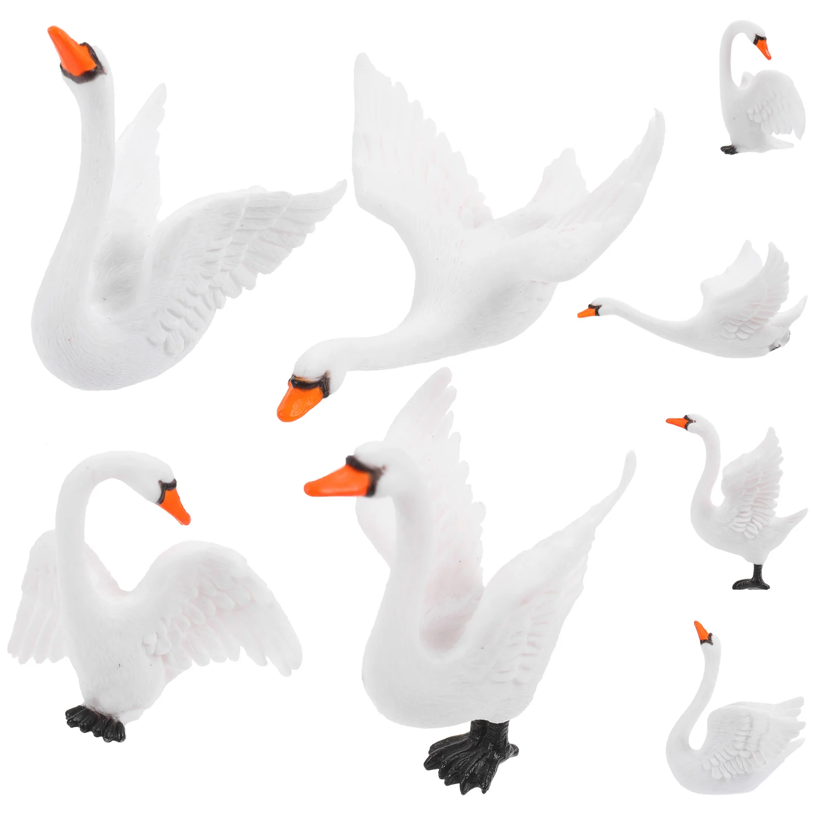 8 Pcs Swan Ornaments Miniature Micro Landscape Decoration Model Garden Decorations Resin Crafts Animals The