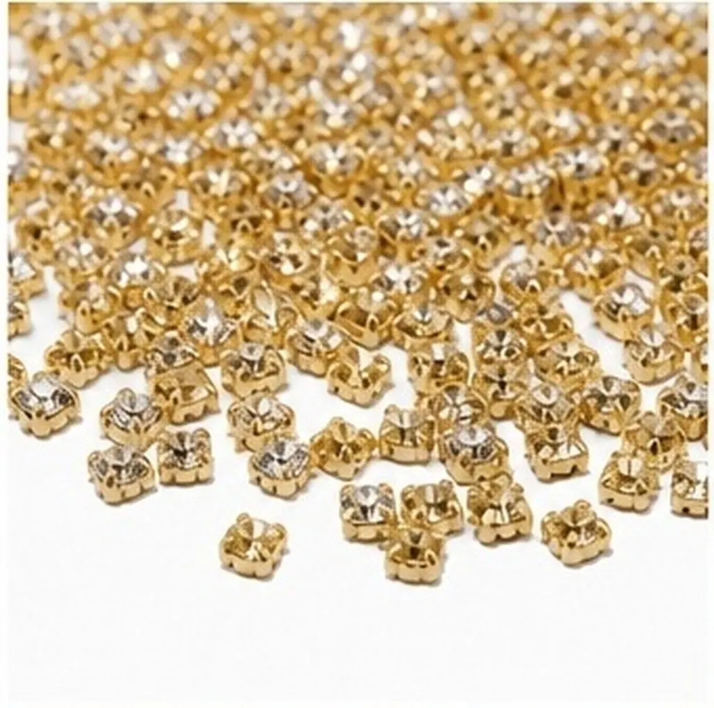 1440Pcs Glass Claw Gems Zinc Alloy Flatback Sew on Bling for Dress Gloves Costumes Accessories Wedding Crafts Decorative Glass
