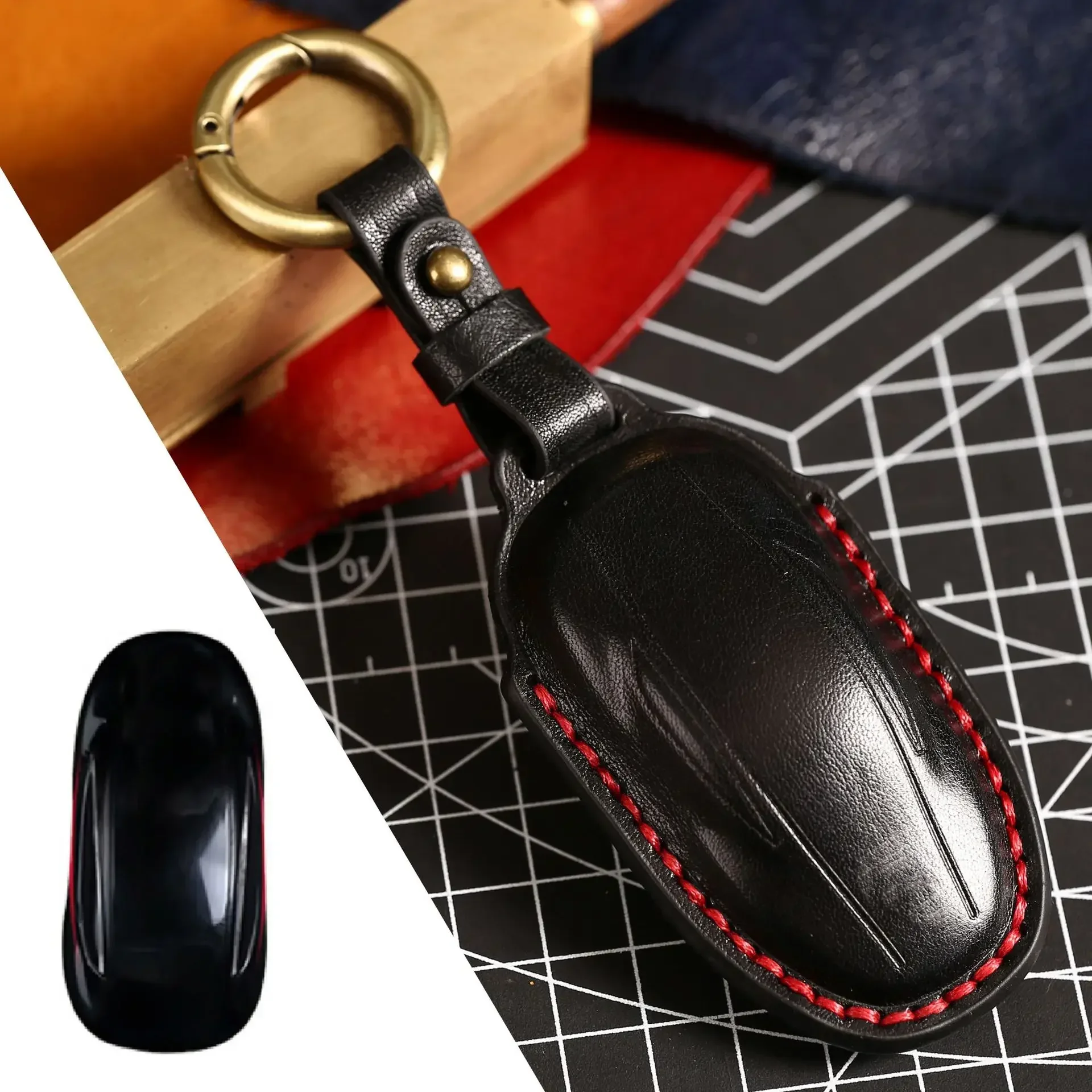 

1pc Luxury Handmade Leather Car Key Case Key Cover Bag For Tesla MODEL 3 And MODEL Y And MODEL S Modle 3 Y S Tesla Accessories