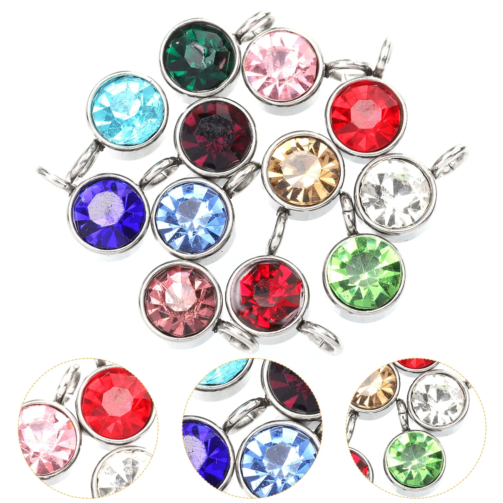 

36pcs Birthstone Charms Alloy Rhinestone Beads Pendants DIY Jewelry Accessories Making Material Hanging Decorations