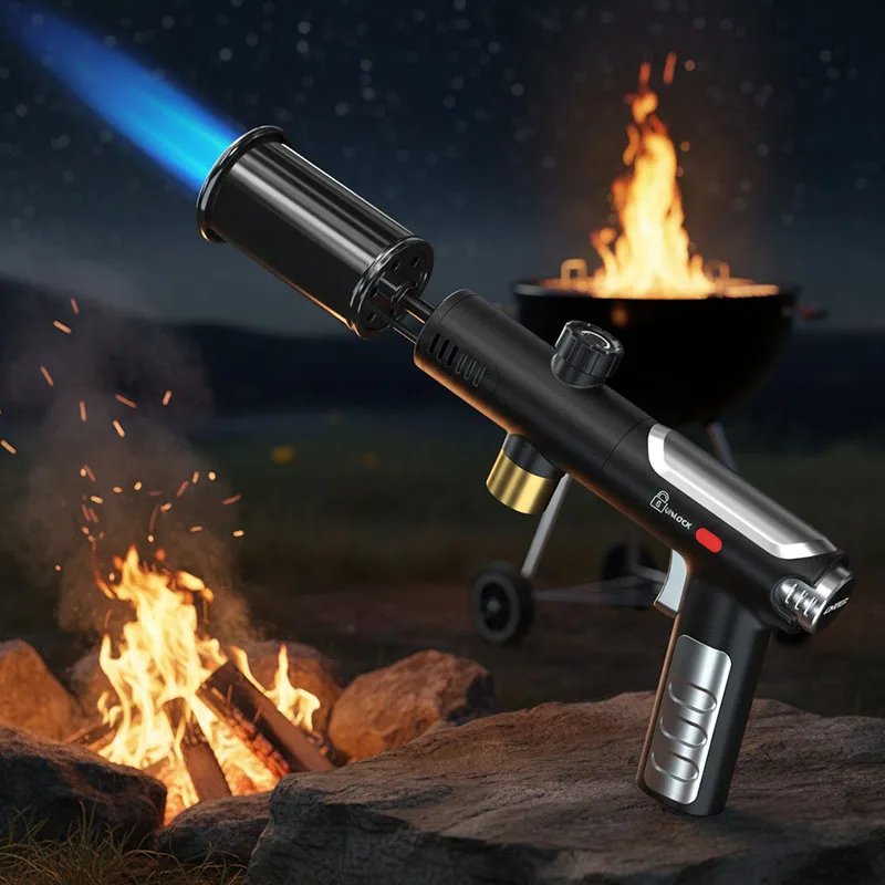 Propane Torch High Heat Torch Gun with Adjustable Flame Safety Lock for BBQ Grilling Charcoal Outdoor camping firewood tools