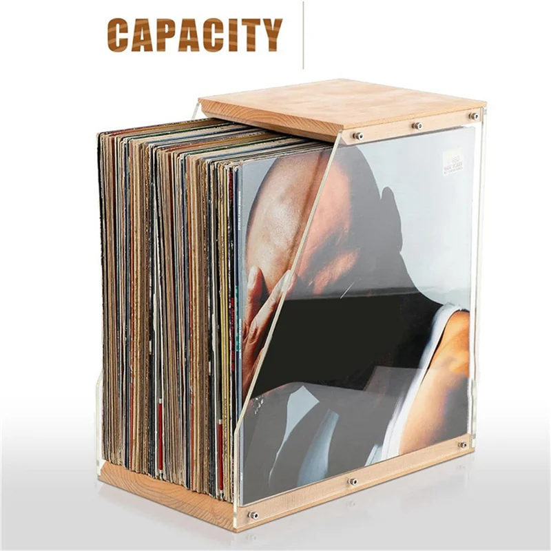 

ABZS 2X держатель для хранения пластинок, стеллаж для выставки товаров из цельного дерева, вмещает 40+ альбомов, настольный органайзер, подставка для книг, файлов Magzines