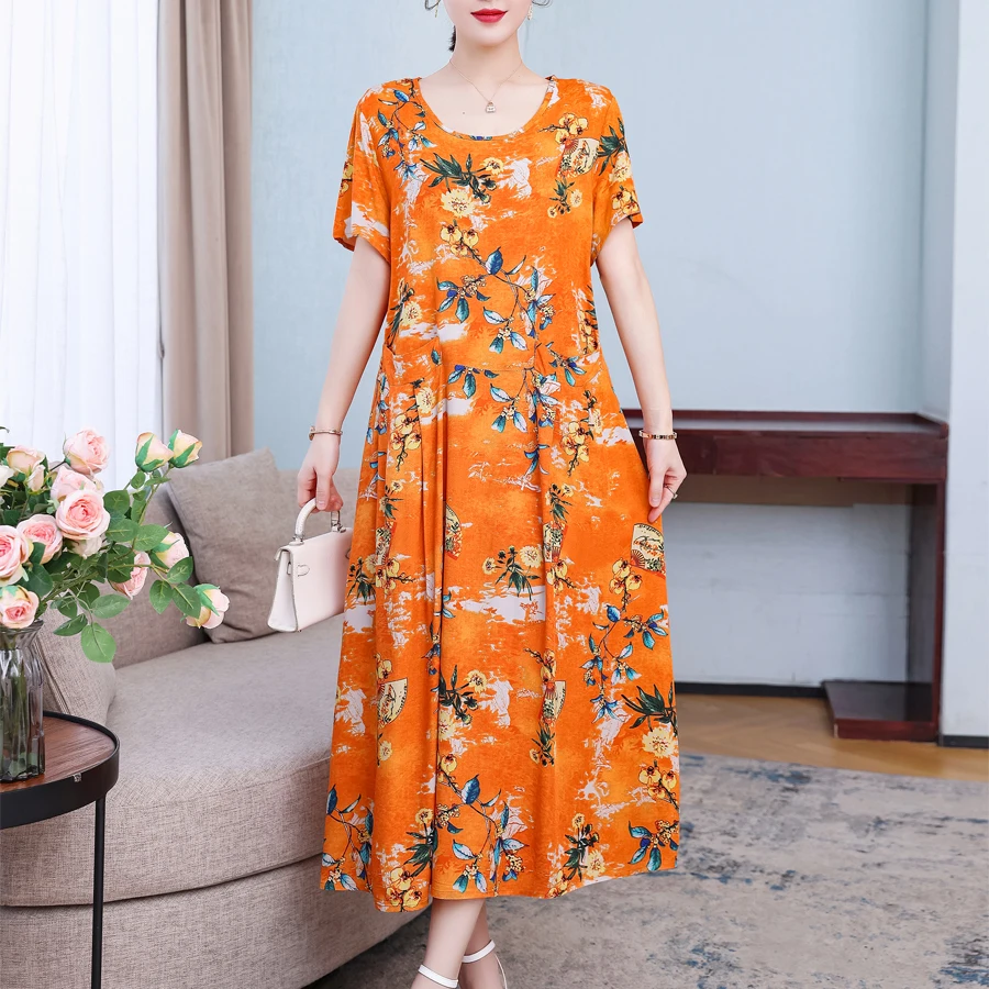 

New Women Summer Dresses For Women Party Printing 2024 Casual Short Sleeve Pockets Dress Clothes For Women Dress