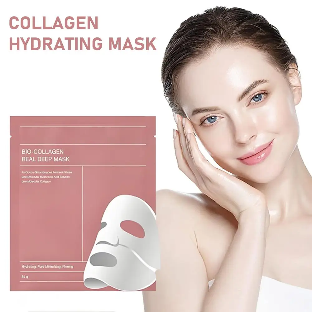 Bio-Collagen Face Mask Shrink Pore Deep Moisturizing Mask Brightening Refreshing Anti-Wrinkle Skin Hydrating Care Face Over B9I2