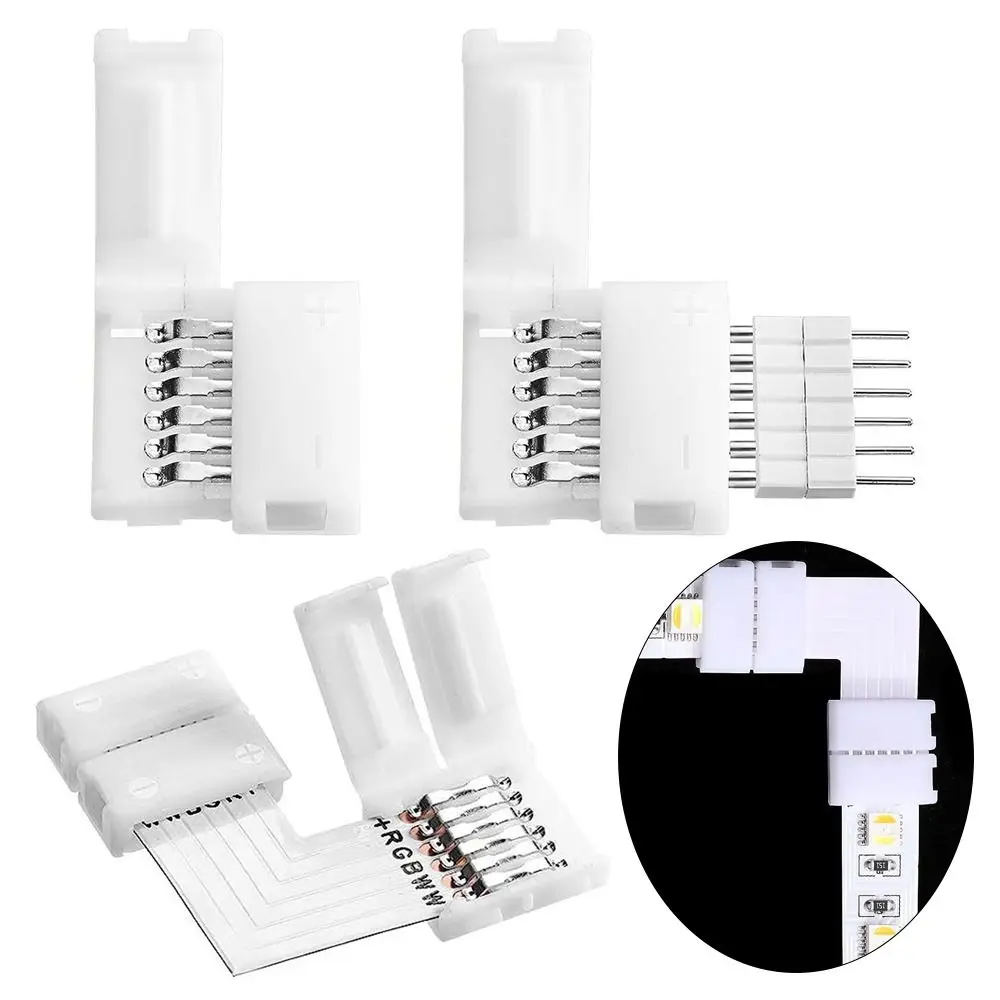 

3PCS New Plastic LED Strip Connector 6PIN L Shape Strips Lights Connector Free Welding Solderless Connector LED Strip Light