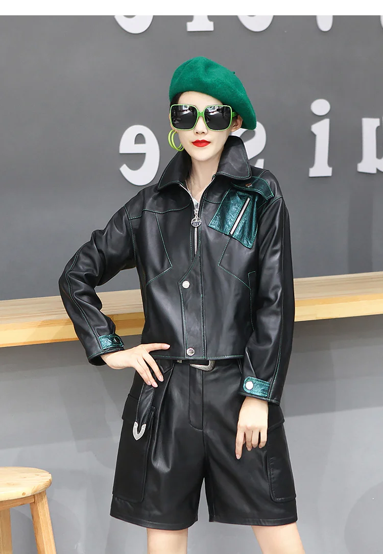 

2023 Genuine Leather Jacket Casual Short Spring Coats and Jackets Women Real Sheepskin Coat Korean Chaqueta Cuero Mujer