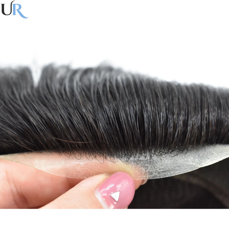 Male Hair Prosthesis Toupee Men Swiss Hd Lace With 0.06mm PU Base Wig For Men Natural Hairline Replacement System Unit For Men