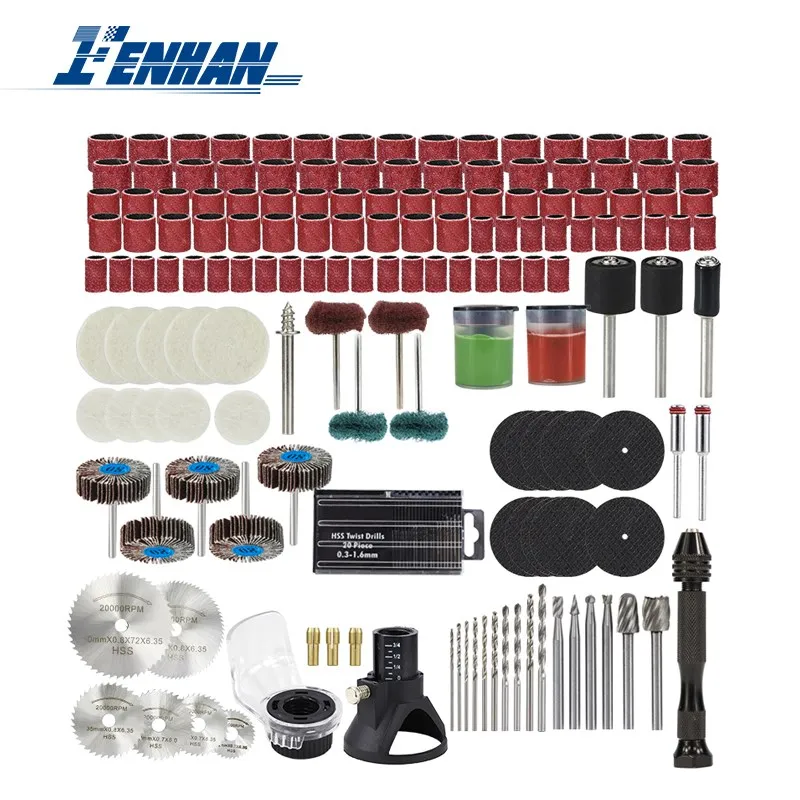 Ensemble d\'outils électriques éloignés, disque de ponçage, mini lame de scie circulaire, foret hélicoïdal pour Dremel, accessoires de polissage,