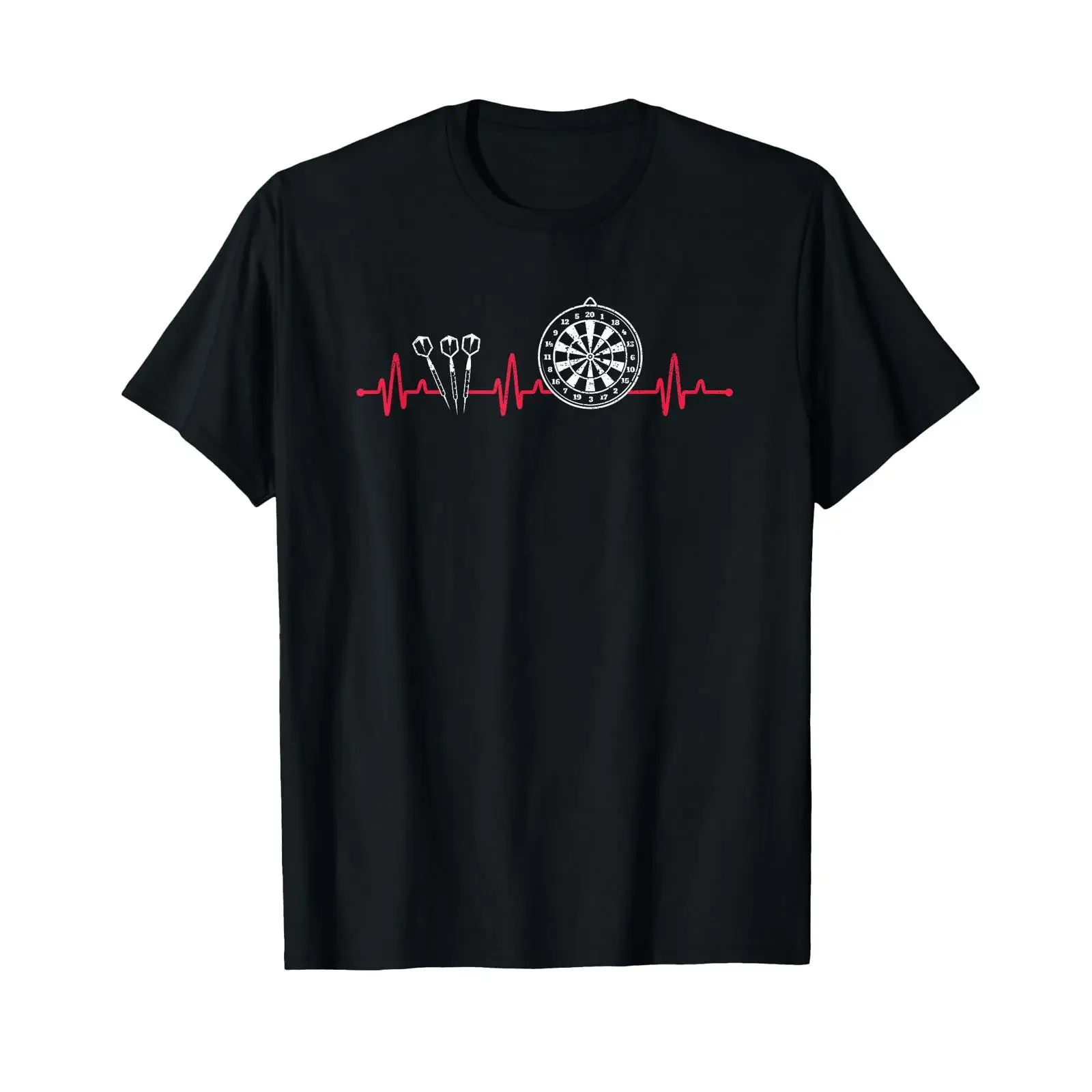 Funny Dart Player Pulse Target Bullseye ECG Darts Heartbeat T Shirt black s vintage Washed Slightly Soft Breathable Unisex