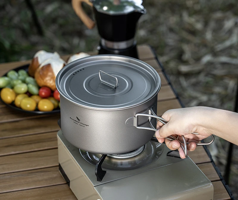 Boundless Voyage 1,2 l 1,8 l 2,4 l Titan-Topf 0,7 l Camping-Wasserkocher Kochgeschirr Outdoor tragbares stapelbares ultraleichtes Koch-Mess-Set – Detail 10
