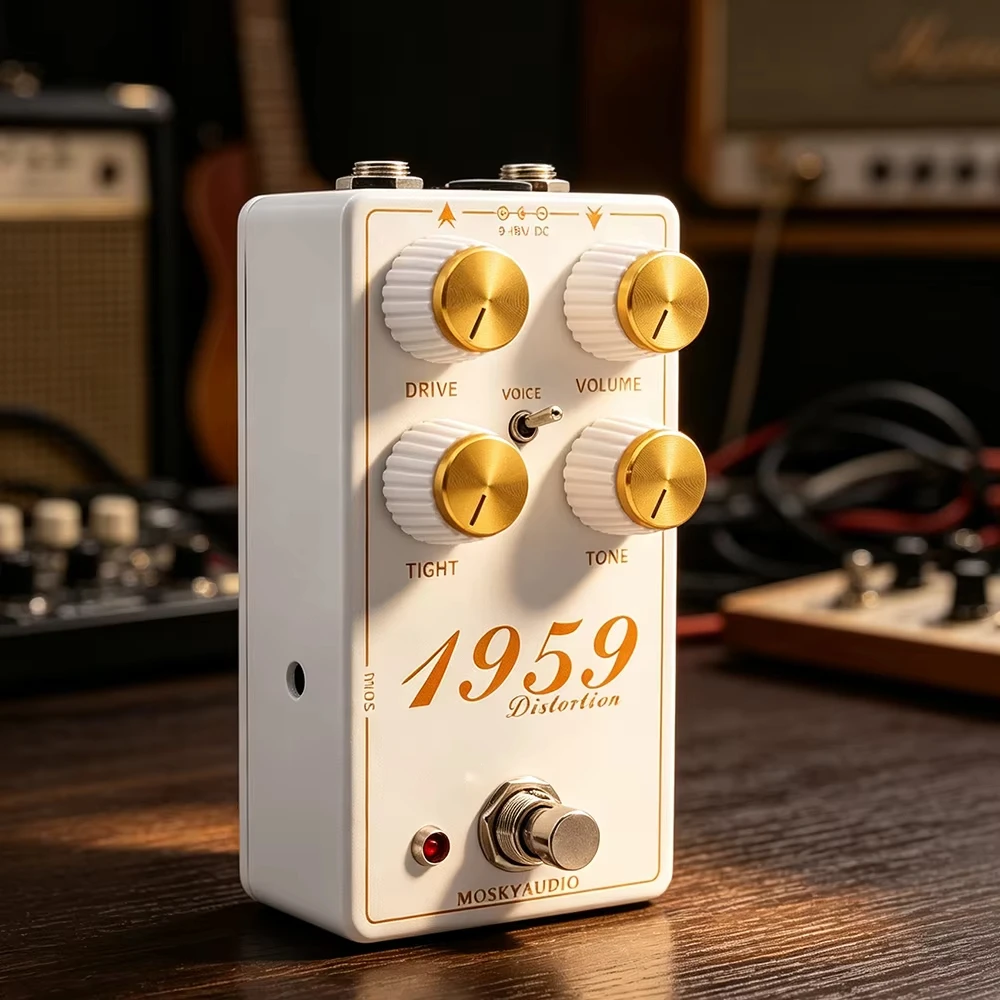 MOSKYAUDIO 1959 Plexi Distortion Booster Pedal British Amp Simulation JCM800 Bluesbreaker 3 Modes True Bypass for Guitarists