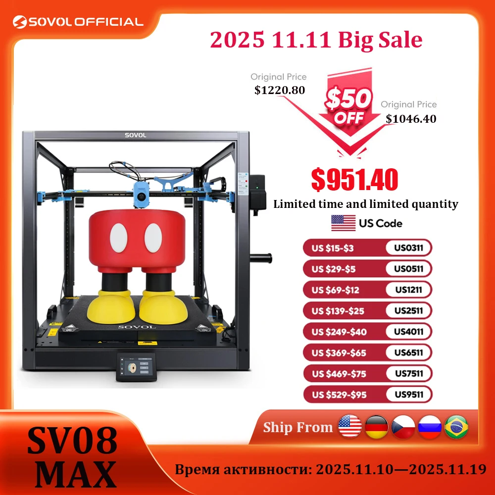 Sovol SV08 MAX CoreXY 3D Printer, Voron 2.4 Open Source 700mm/s High Speed 3D Printers, with Eddy Current Sensor Leveling