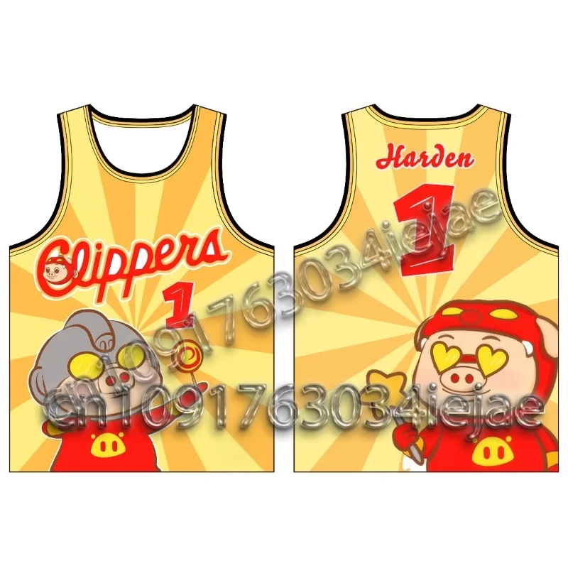 

2025 Быстросохнущий мужской баскетбольный жилет с героями мультфильмов «Свинка No 1», женский повседневный тренировочный жилет из полиэфирного волокна