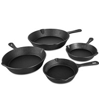 Cast Iron Frying Pan Without Coating Non-Stick Pan Cooking Pan Induction Cooker Frying Pan Camping Portable 4Pcs Kitchenware Set