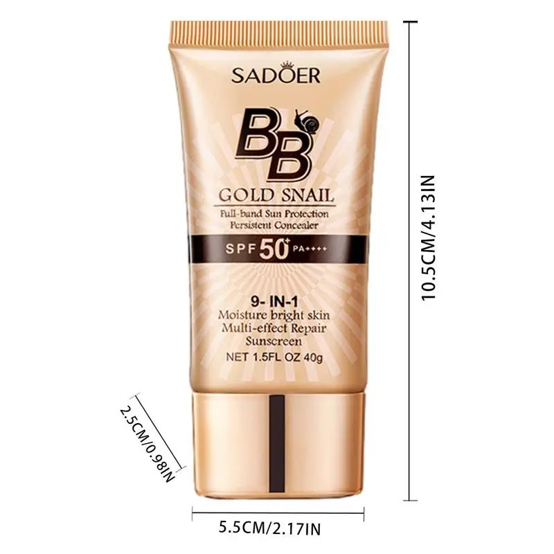 BB Cream SPF50+ Gold Snail Sunscreen Whitening Foundation Mild Concealer Lightweight BB Cream Moisturizing Long Lasting Cream