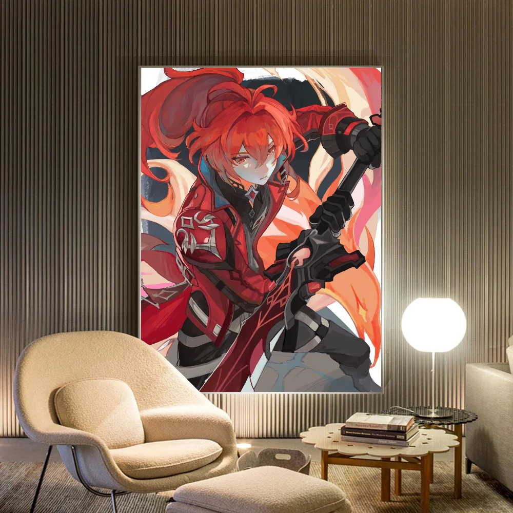 Genshin Impact Diluc Ragnvindr Classic Anime Poster Waterproof Paper Sticker Coffee House Bar Room Wall Decor