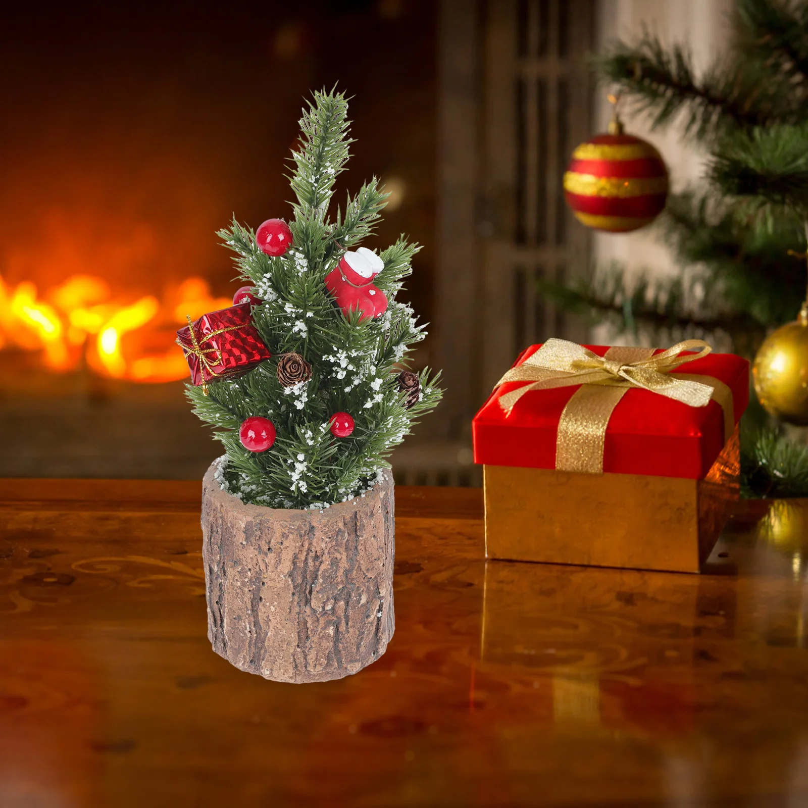 

Decor Christmas Tree Potted Plant Xmas Ornaments Holiday Table Centerpiece Scene Decorations