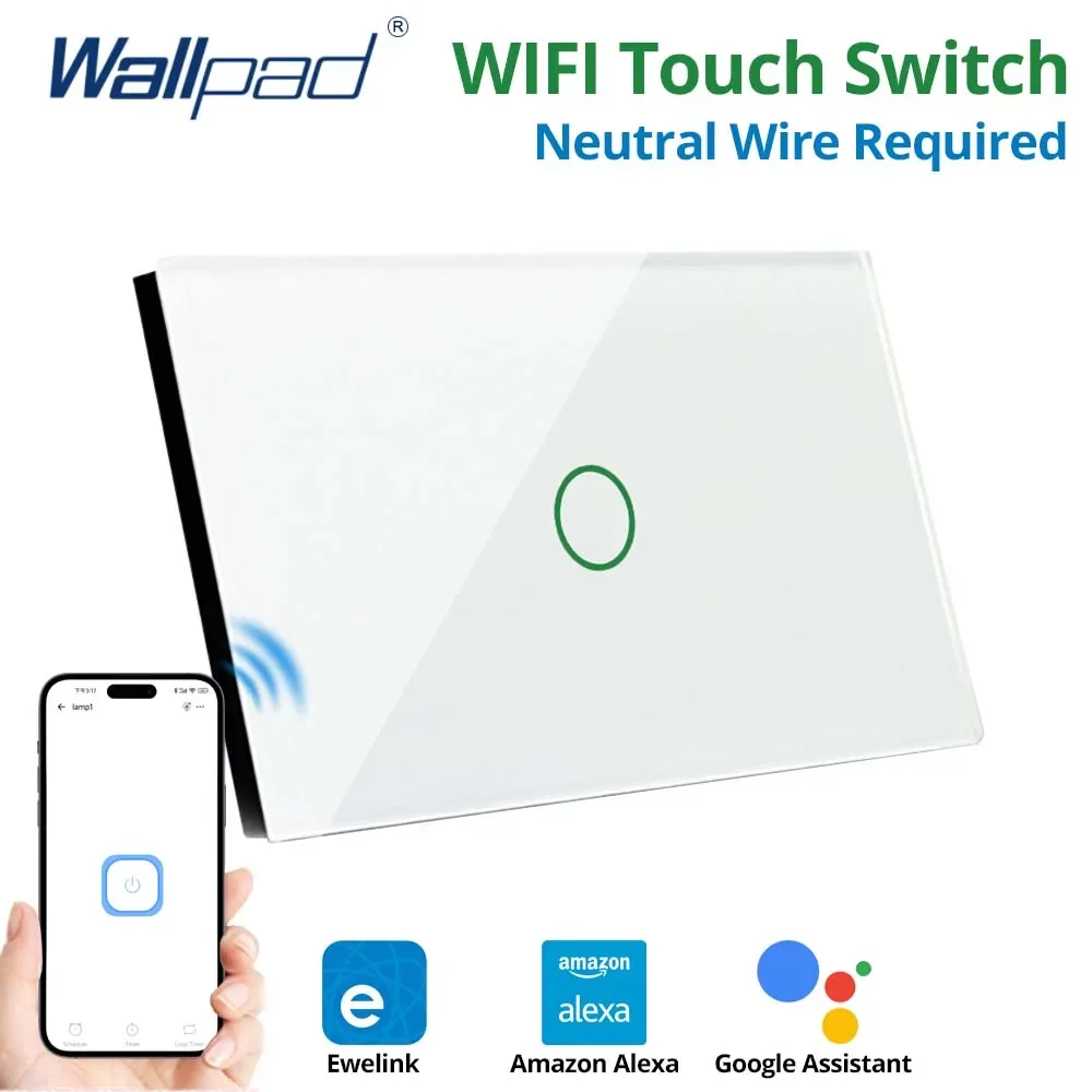 Wallpad US Smart Home Light Switch 2000W Ewelink App Works With Google Home Alexa Voice Control WiFi Touch Switches