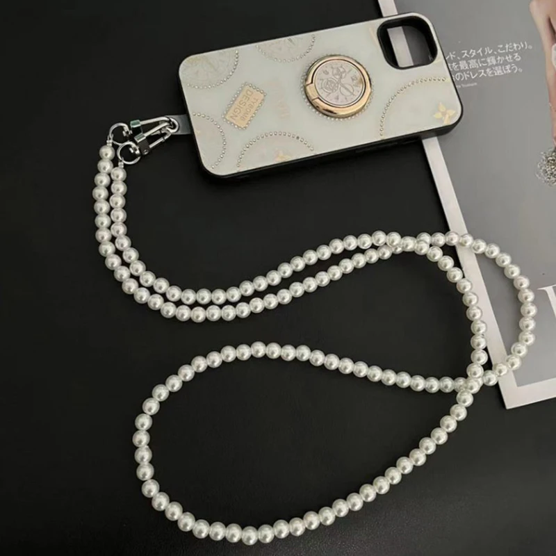 

Portable Mobile Phone Lanyard Crossbody Necklace Chain Pearl Strap Anti-lost Sling for Phone Case