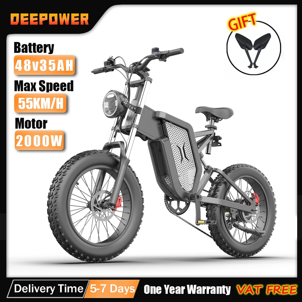 DEEPOWER X20 2000W ผู้ใหญ่ไฟฟ้าจักรยานจักรยาน 48V 35AH 20 นิ้วยาง EBike พับไฟฟ้า E จักรยาน Mountain Moped EBikes