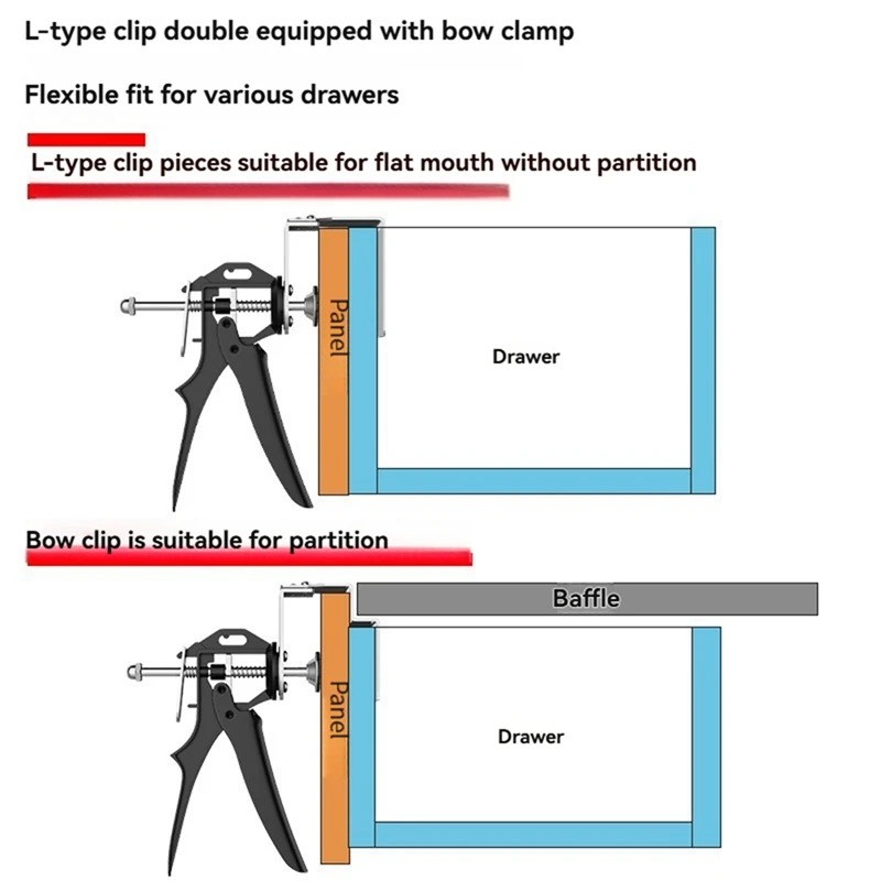 AD33 HOT 2 шт. зажимы для установки передней панели ящика, зажим для двери шкафа, фурнитура, многорегулируемый крепежный зажим для панели ящика