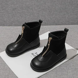 Moda bambini stivali moda PU fiocco nero ragazze autunno inverno nuovi bambini calzini da scuola in maglia scarpe da bambino