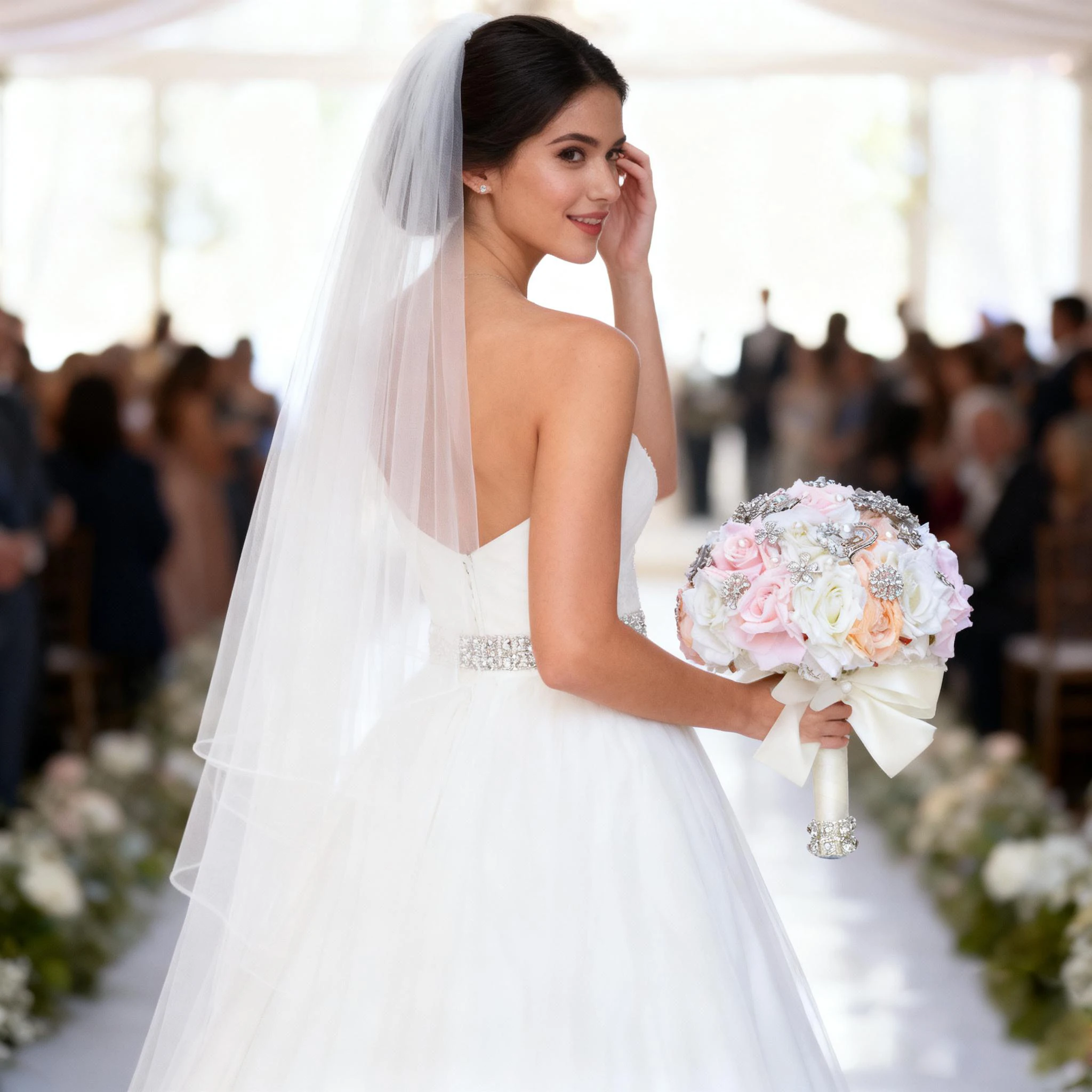 

Pink Wedding Bouquet Flowers for Brides Artificial Bouquet Fake Flower Bouquet for Wedding Decoration