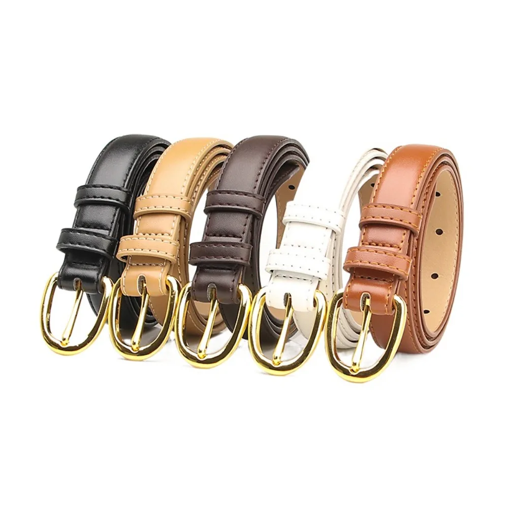 

Pin Buckle PU Leather Belt Dress Decor Slim Side Thin Waist Belt Jeans Trouser Decor All-match Korean Style Waistband Outdoor