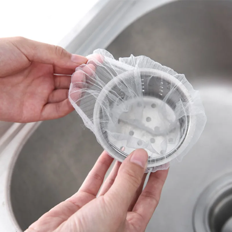 100PCS Disposable Kitchen Sink Filter Mesh Sewer Garbage Filter Meal Residue Pool Mesh Bag Drainage Screen Sink Garbage Net