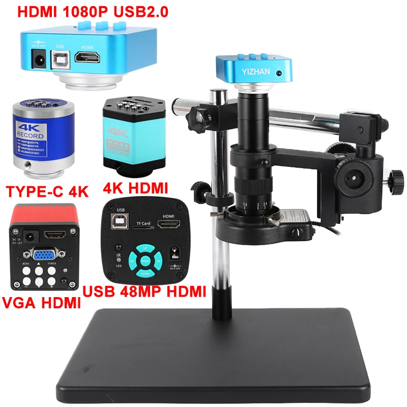 HDMI 1080P USB 2.0 Driver Free Output Industrial Digital Video Microscope Camera 1-215X Continuous Zoom C-Mount Parfocal Lens