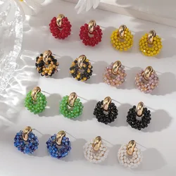 Light luxury women's earrings jewellery for women rhinestone stud decoration with geometric circles cute hoops jewelry earings