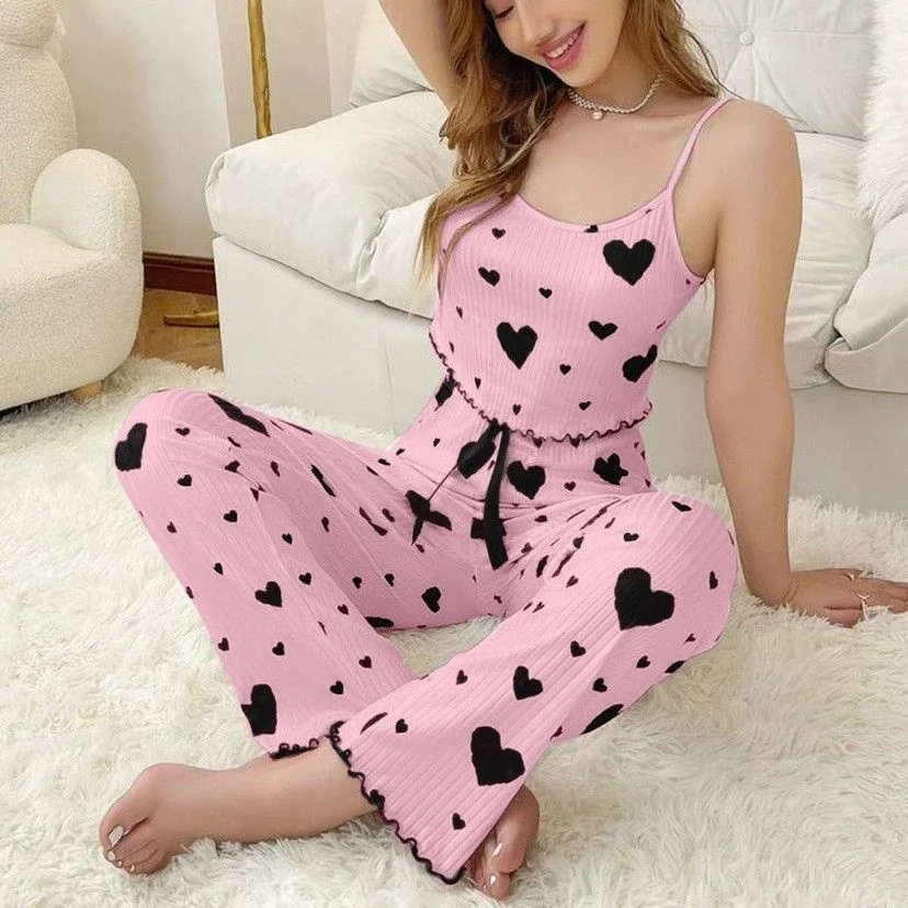 

Autumn European and American Hot Girl Home Clothes Set Trendy Outable Pants Tank Top Pajama Two Piece Set