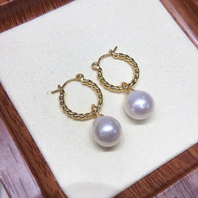 Natural Freshwater Baroque Women, Braided Pearl Earrings, Versatile Ear Jewelry