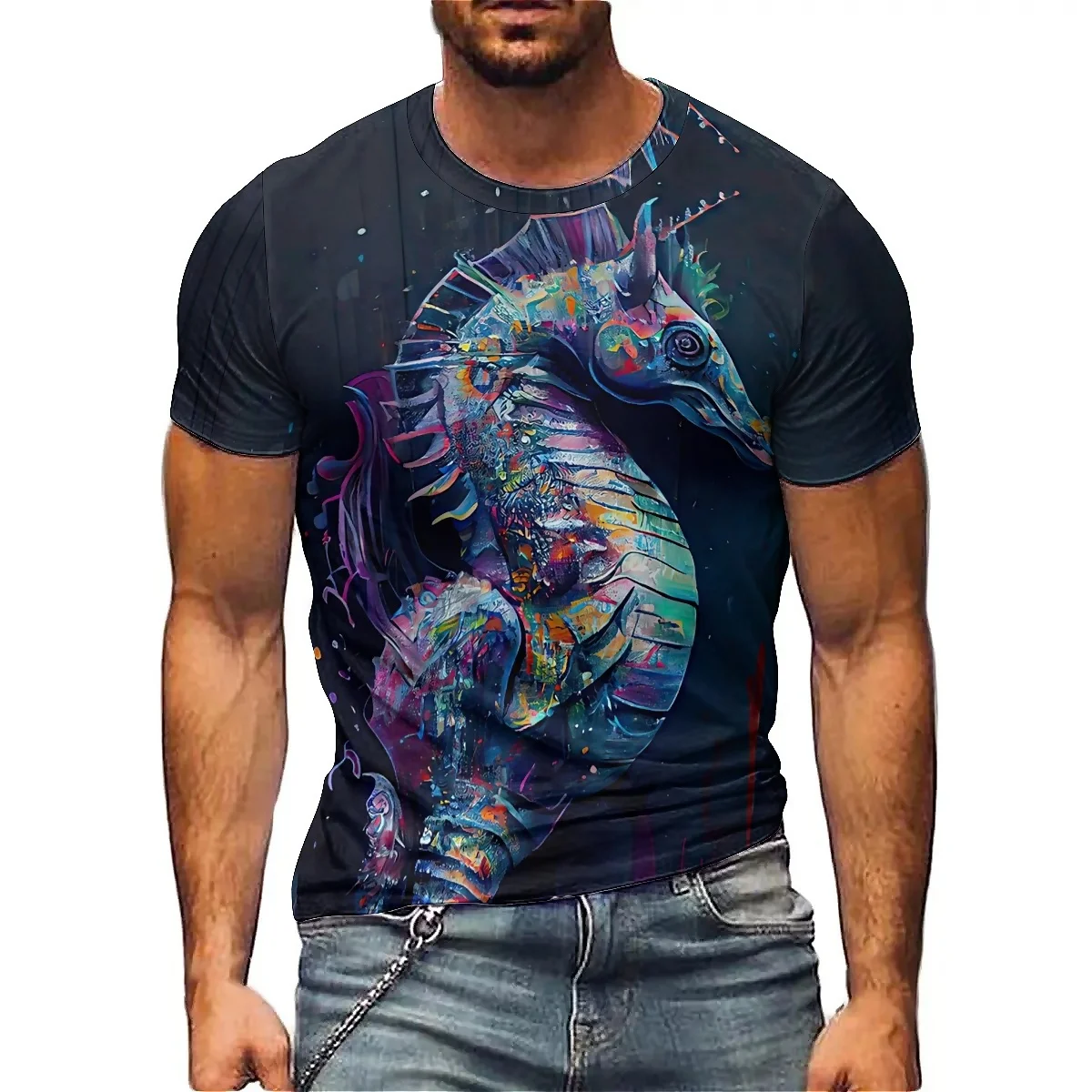 

Summer Street Style Men's 3D Printed Short-sleeved T-shirts, Smooth Fabric, Men and Women's Printed Short-sleeved T-shirts