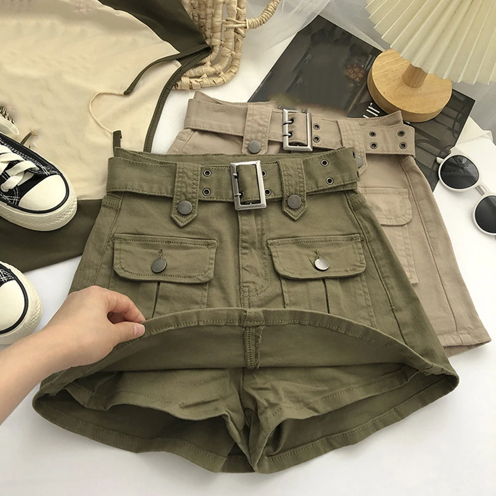 All-Match-Rock Glamour Damenrock Alltagskleidung Rock Elastischer Bund für alle Jahreszeiten Mikroelastizität Design Armeegrün