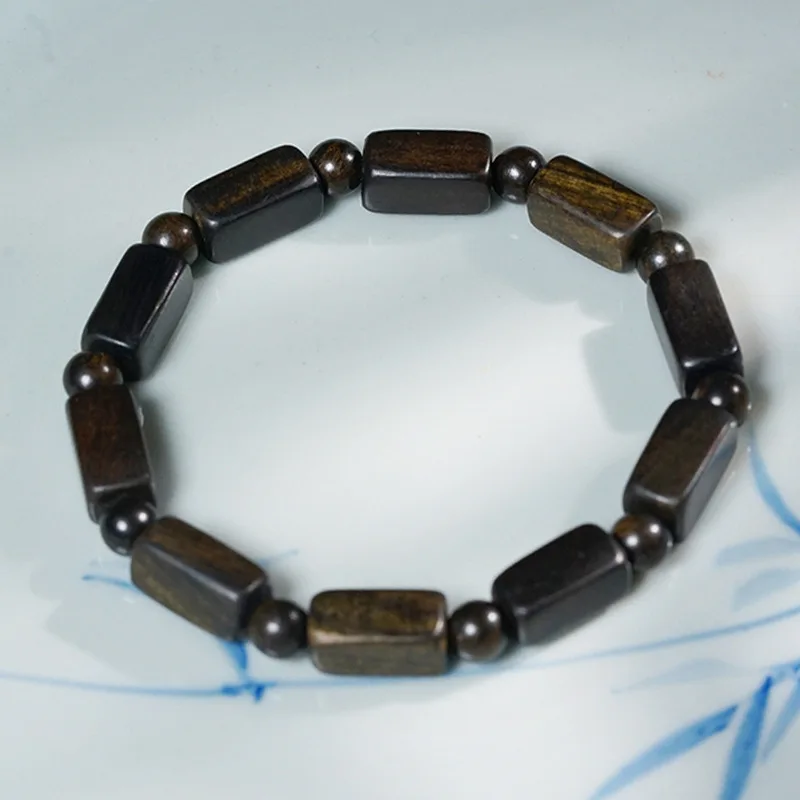 تشن غيباو السكر فصل الخرز DIY دائرة واحدة خشبية طويلة مربع اليد سلسلة الفن سوار للرجال والنساء المجوهرات الخشبية