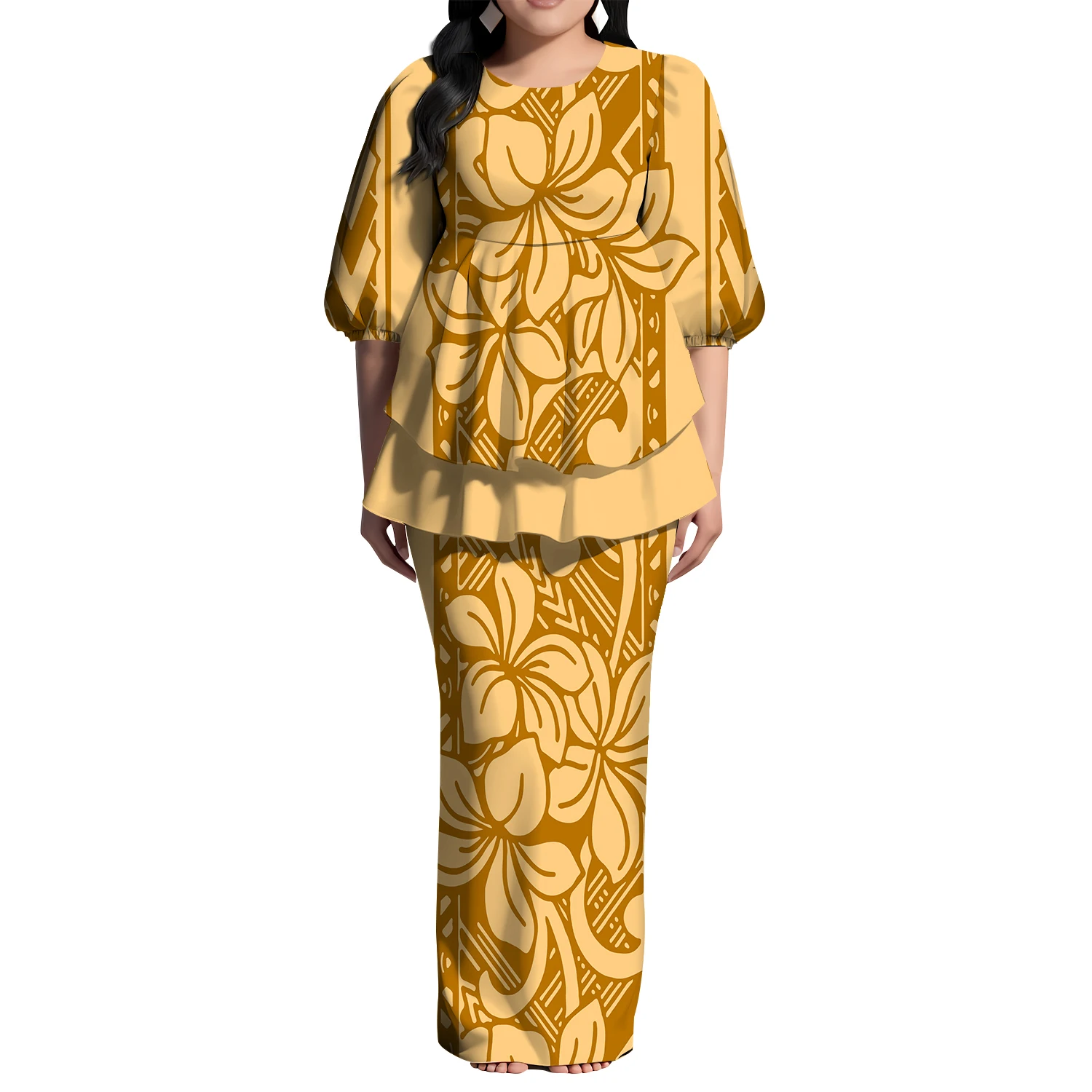 

Полинезийское женское платье с цветочным принтом на заказ, летнее высококачественное длинное платье из мягкой ткани с разрезом на спине, 2025, новый стиль