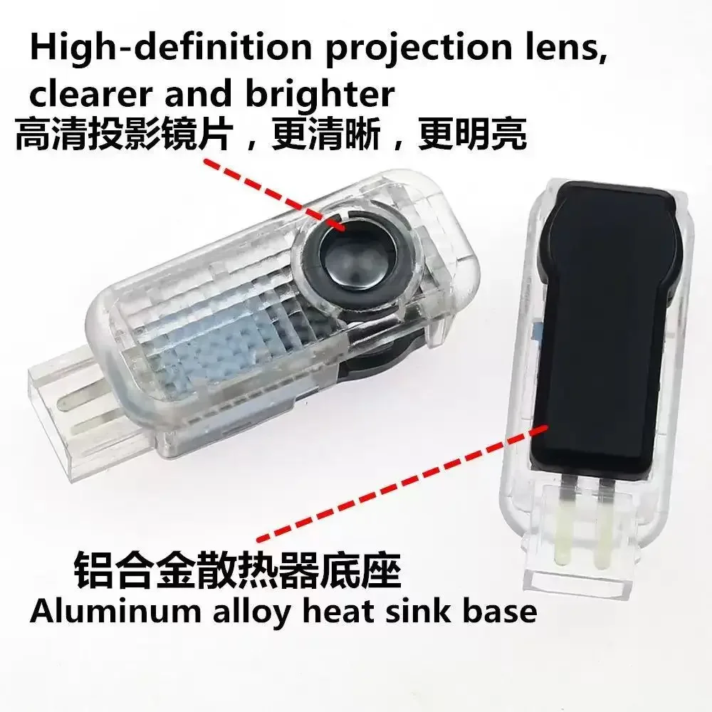 Quattro 2pcs Car Door Welcome Logo Light Projector Lamp for Audi Sline A4 B5 B6 B7 B8 B9 A1 A3 8V 8P 8L A6 C5 C6 C7 A5 A7 A8 Q3