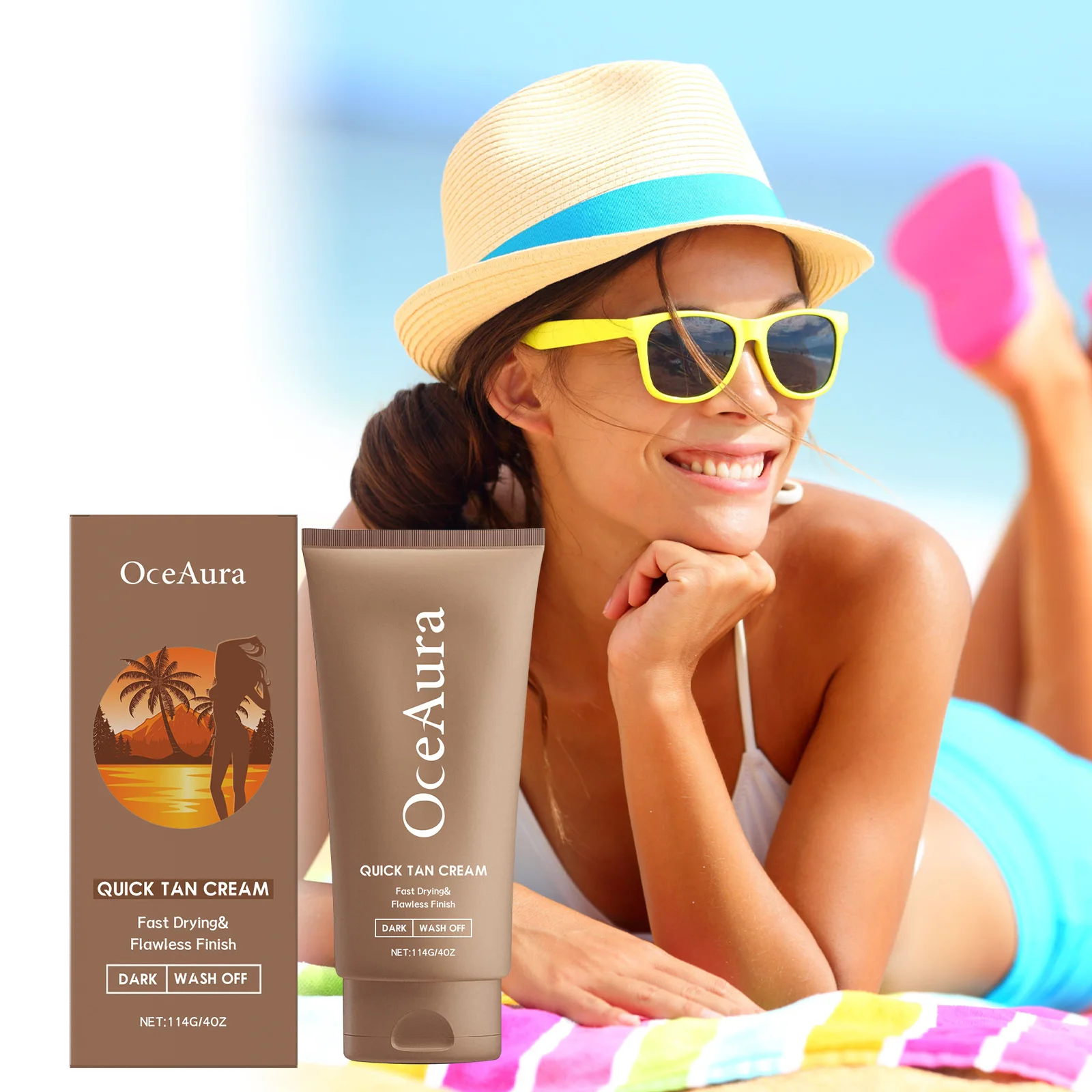 Body Self Tanning Cream Natural Bronzing Self Tanning Lotion  with Moisturizing & Nourishing Oils Healthy Glow Sunless Tanner