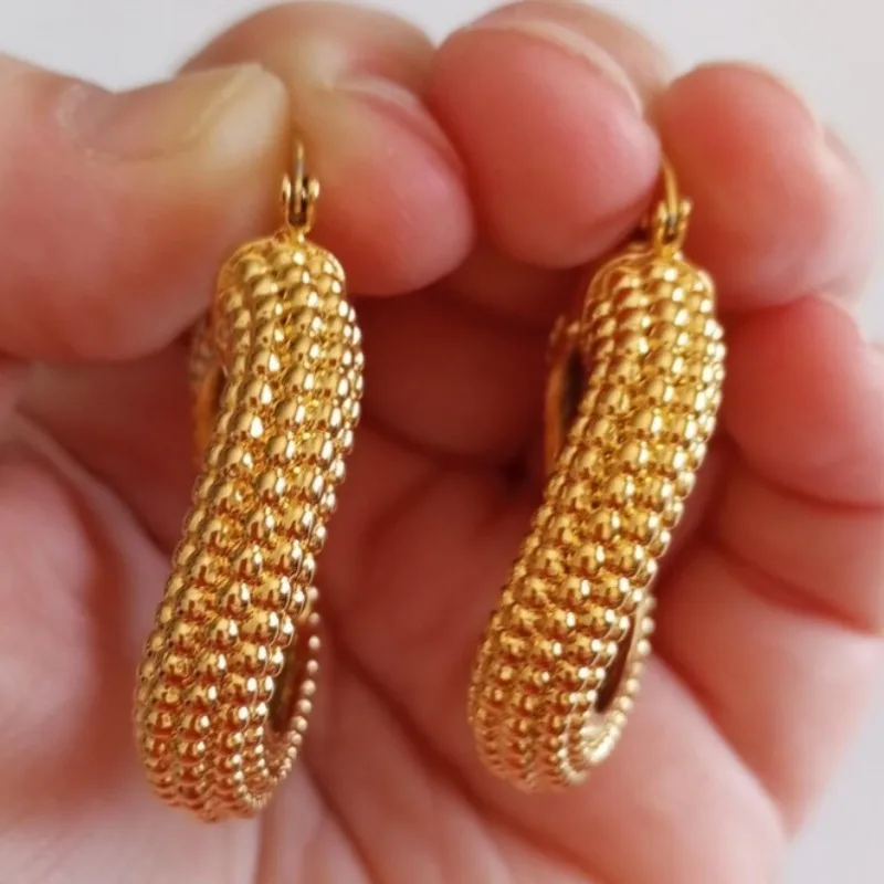 Modische Kreative Geflochtene Goldplattierte Creolen für Damen Eleganter Stil Bankett Hochzeit Schmuck Accessoires Geschenk