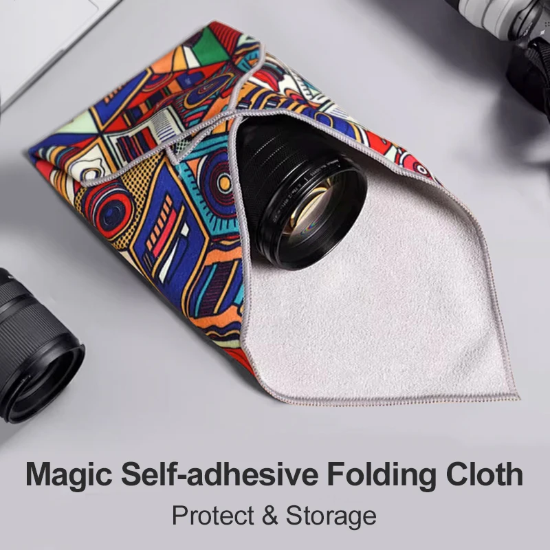 Lens Protector Cloth Magic Self-adhensive Folding Cloth Lens Storage Camera Protection Wrap 35*35cm for Sony Canon