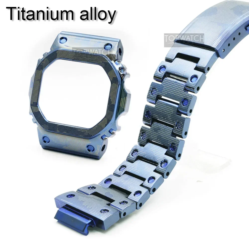 Titanium Alloy Camouflage Watch Strap For DW5600 GW5000 Band Bezel GW-M5610 Bracelet Watch Cover With Tools Supper Light 5 Color