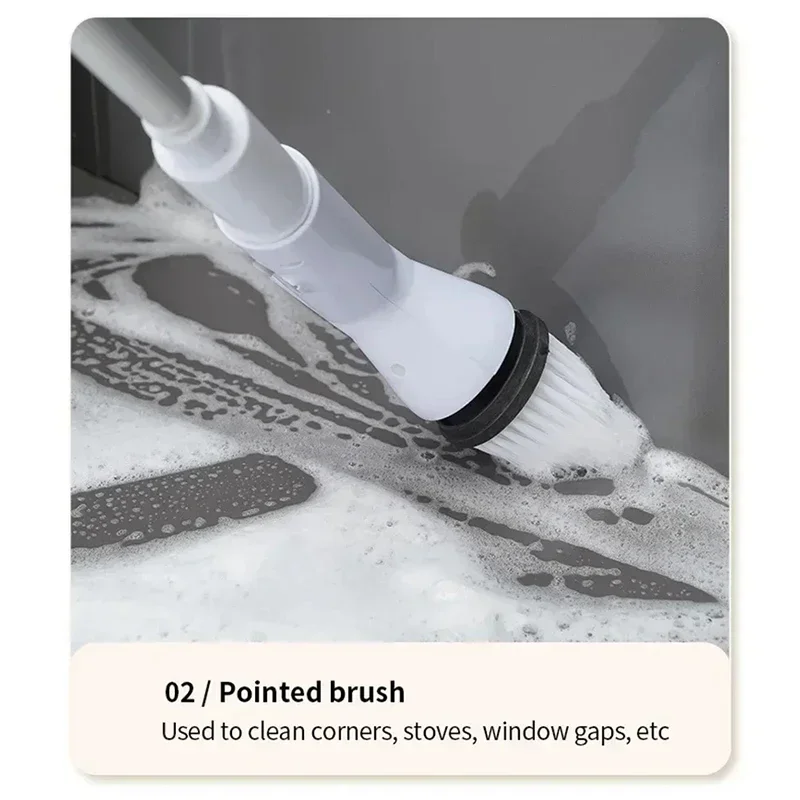 فرشاة تنظيف كهربائية 6 في 1 بقدرة 2000 مللي أمبير في الساعة، فرشاة تنظيف دوارة كهربائية لاسلكية، فرشاة تنظيف قوية أوتوماتيكية بالكامل