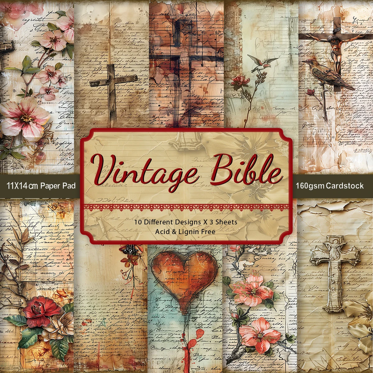 30pcs Bible Decorative Scrapbook Paper,For Bible Journaling,Faith-Based Diy Craft,Religious Art Project,Sunday Church Decoration